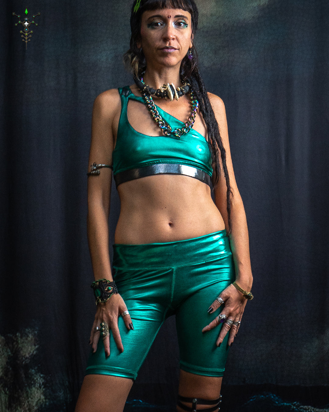 Woman Combo Crop Drop / Metalic Licra - GREEN